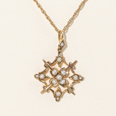Seed Pearl Pendant Necklace | 18