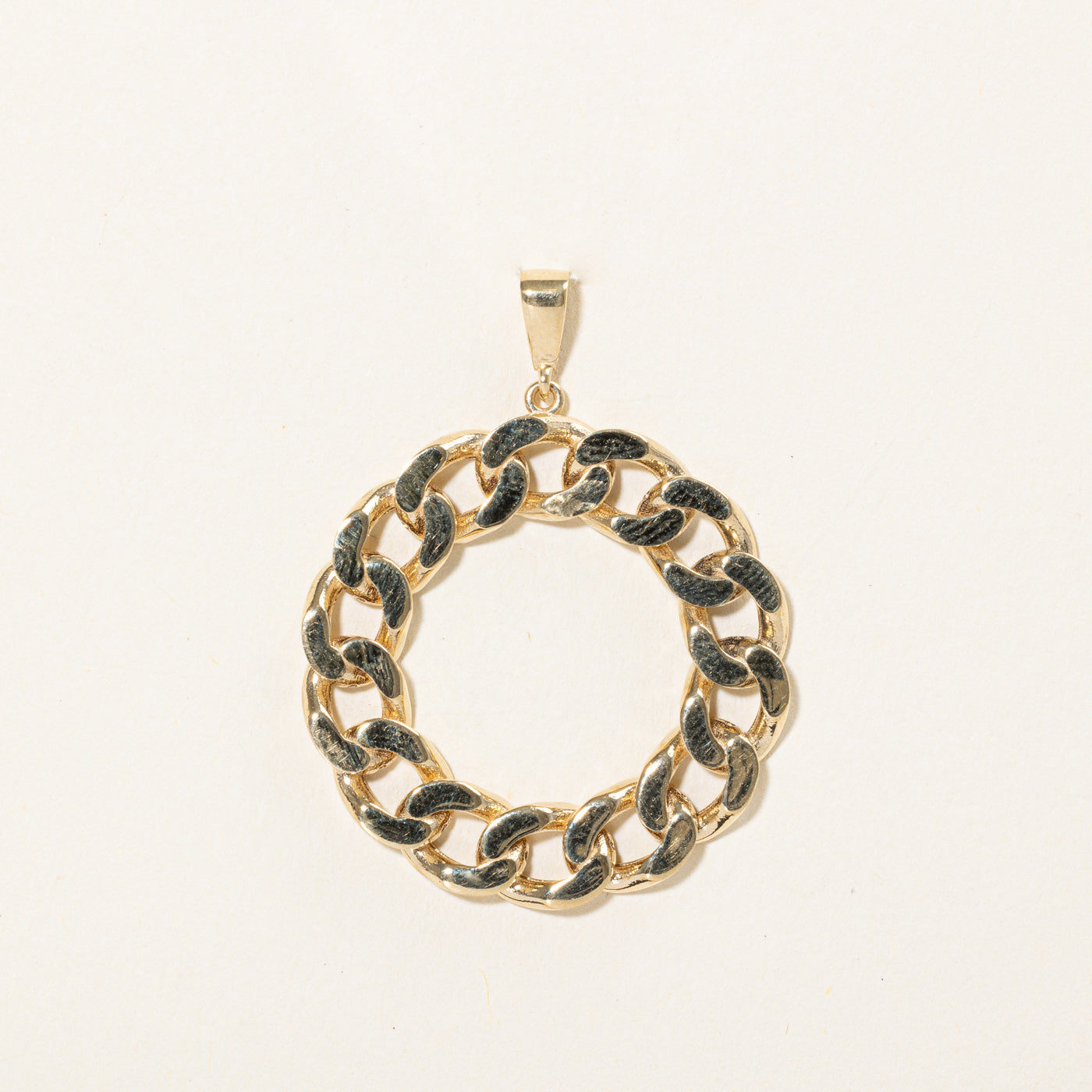 18k Yellow Gold Cuban Link Wreath Pendant