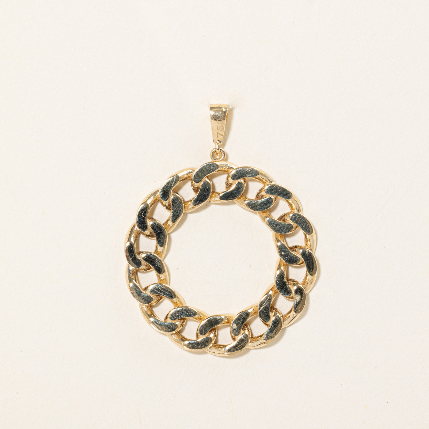 18k Yellow Gold Cuban Link Wreath Pendant