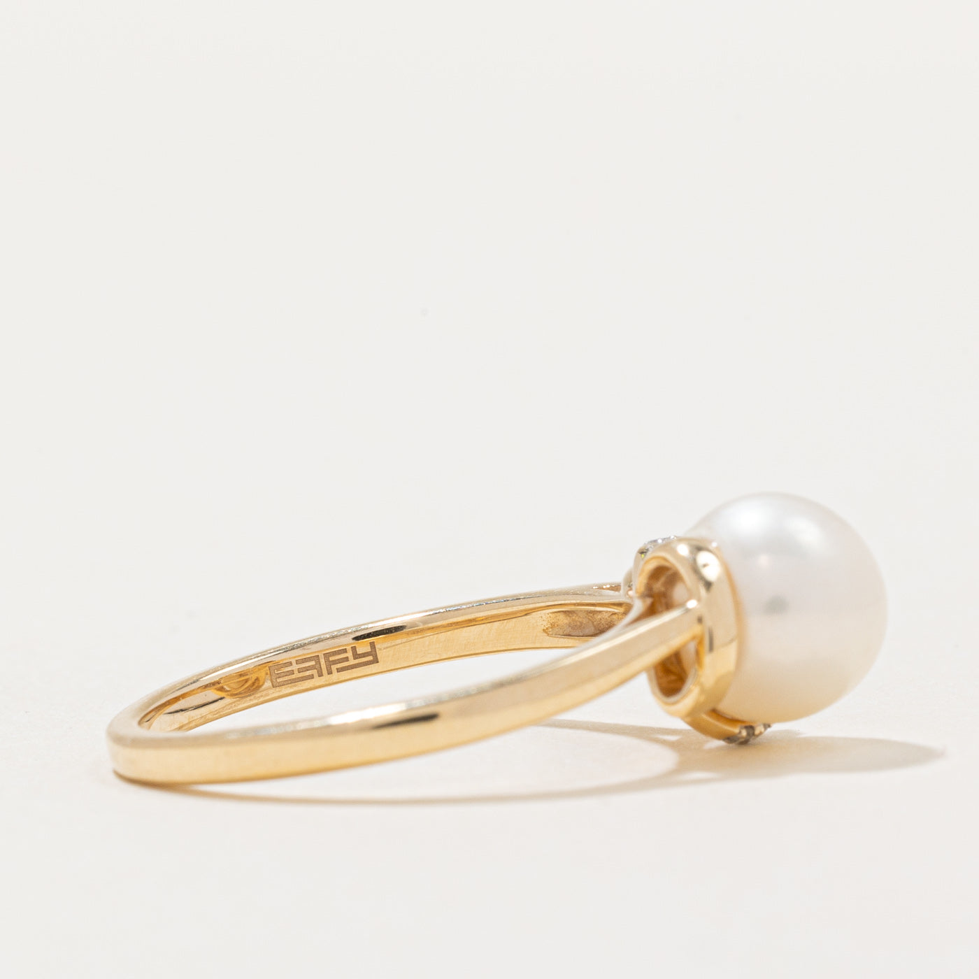 Bague cocktail perle et diamant | 0,04 ct | Taille 6,75 | 