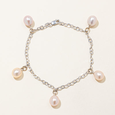 Oval Drop Pearl Pink Bracelet | 7