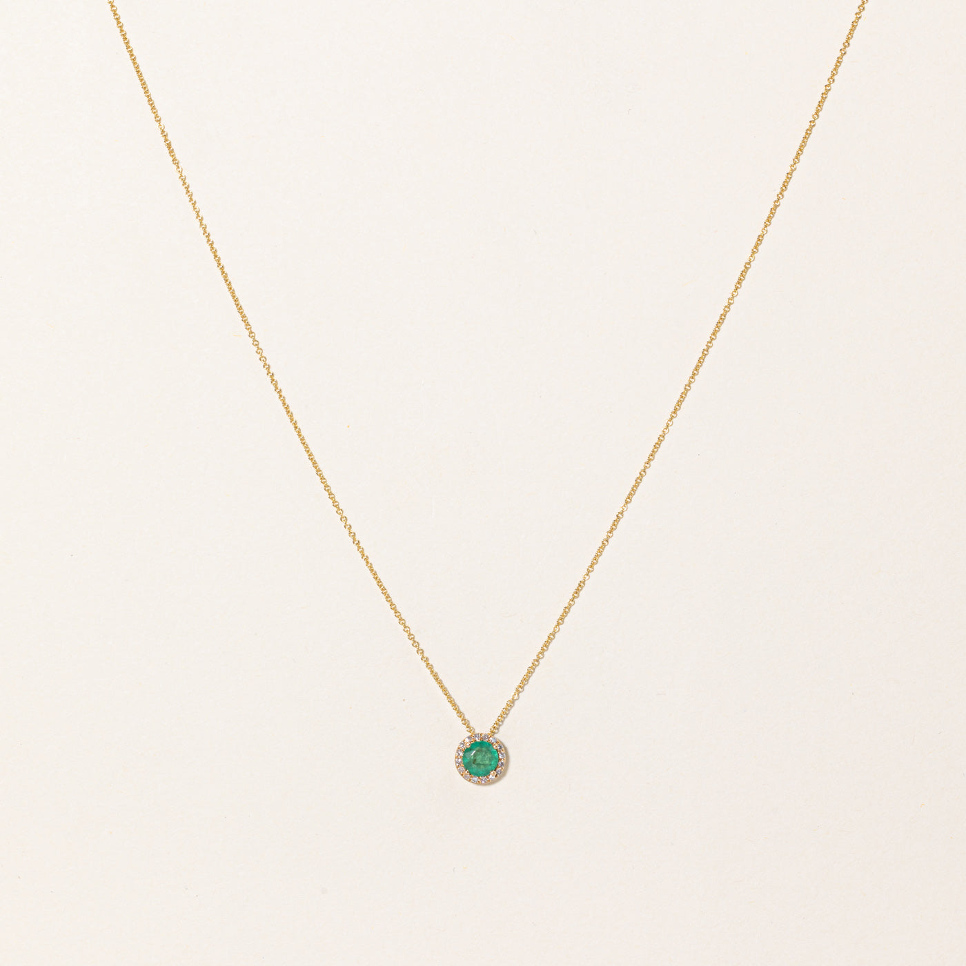 Emerald & Diamond Pendant Necklace | 0.30ct, 0.07ctw | 18" |