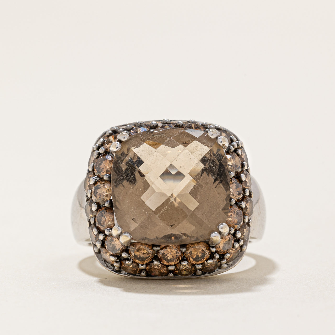 Smoky Quartz & Brown Diamond Cocktail Ring | 4.80ct, 1.98ctw | SZ 6.25 |