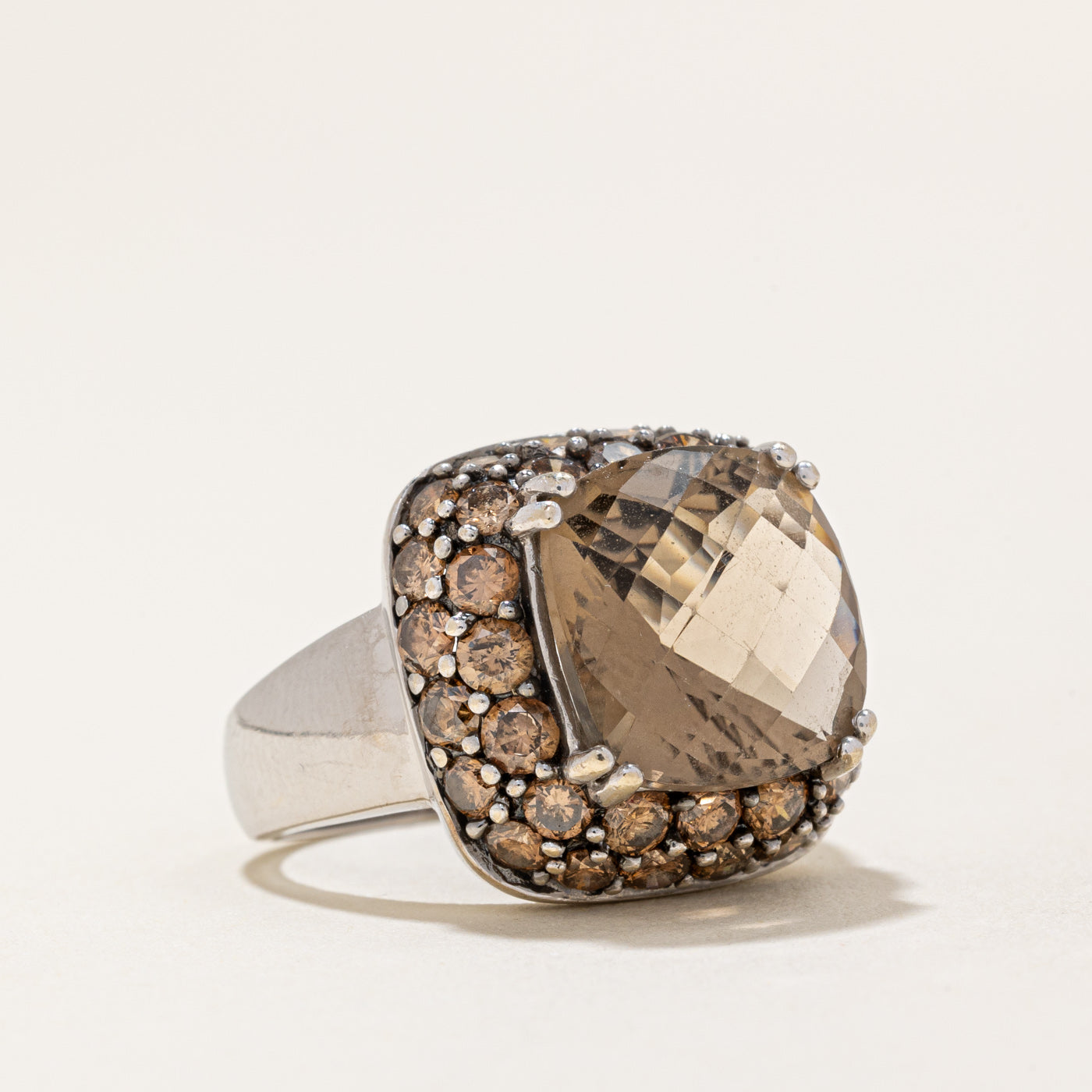 Smoky Quartz & Brown Diamond Cocktail Ring | 4.80ct, 1.98ctw | SZ 6.25 |