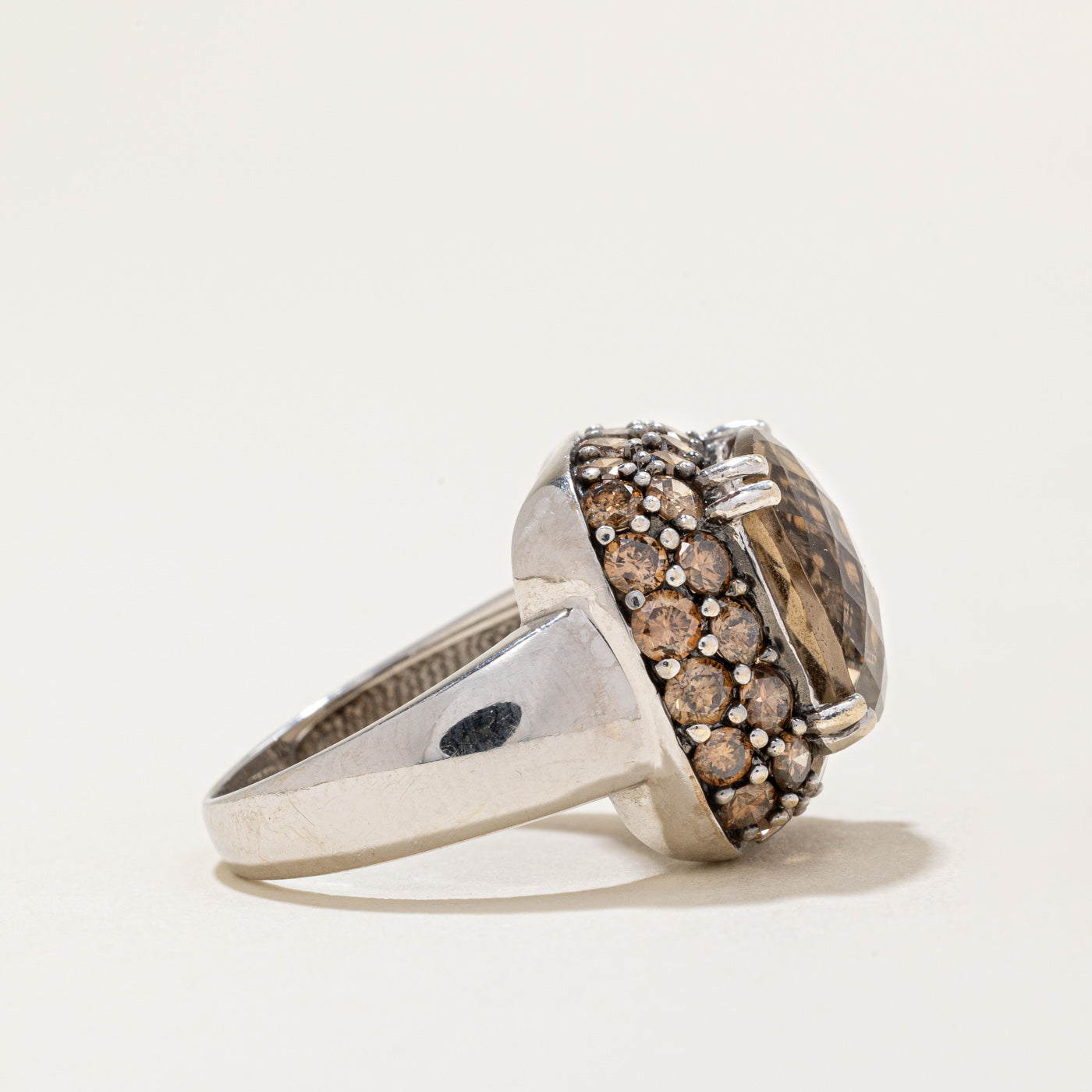 Smoky Quartz & Brown Diamond Cocktail Ring | 4.80ct, 1.98ctw | SZ 6.25 |