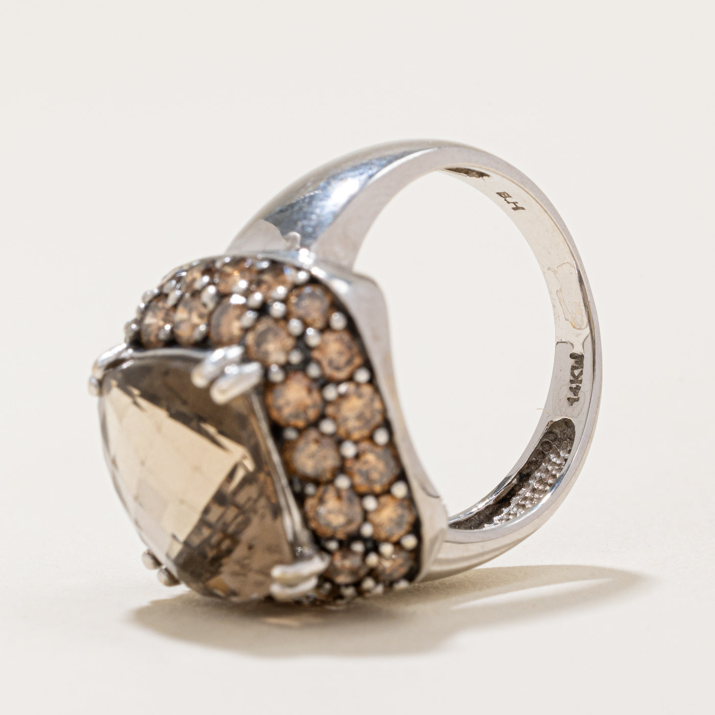 Smoky Quartz & Brown Diamond Cocktail Ring | 4.80ct, 1.98ctw | SZ 6.25 |