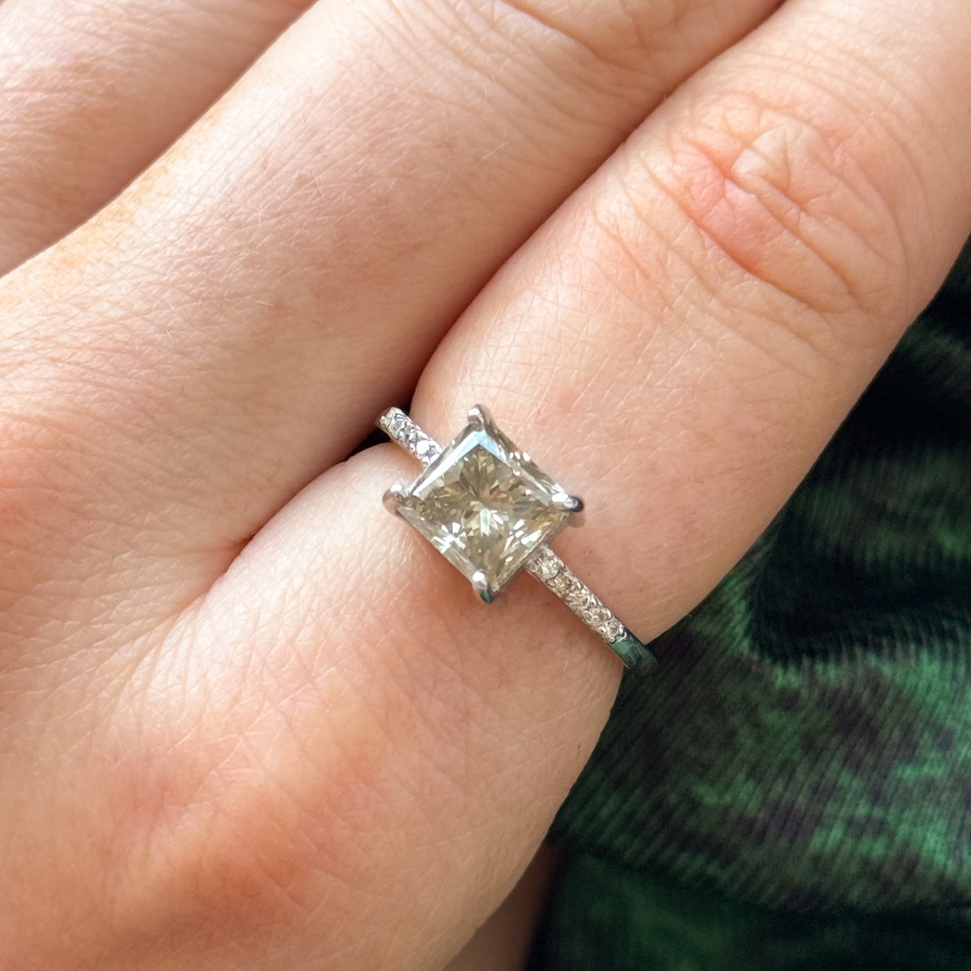 Champagne Diamond Princess Cut Ring | 2.07ctw | SZ 6.5 |
