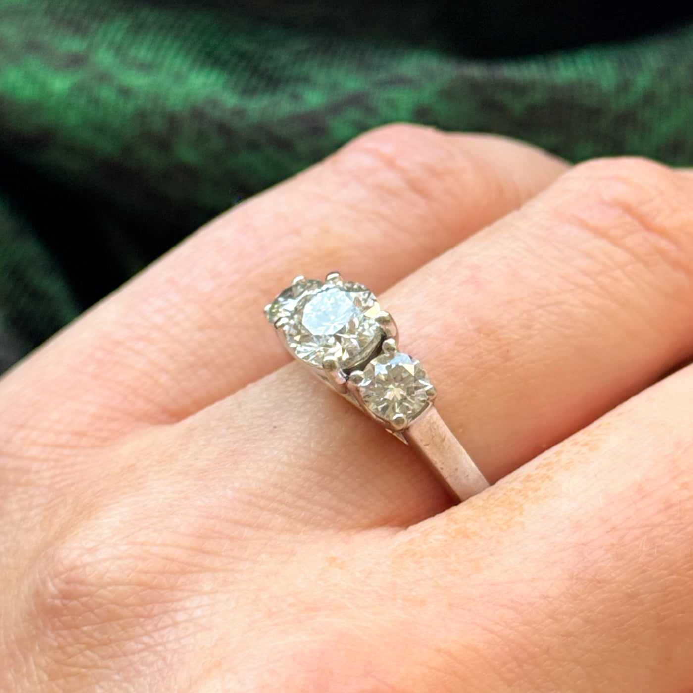 Three Stone Diamond Engagement Ring | 1.61ctw SI1 F/G | SZ 6 |