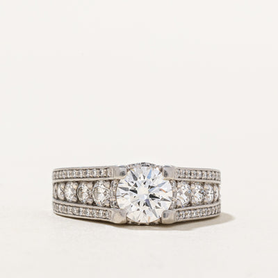 Diamond Platinum Engagement Ring | 1.95ctw VVS2 F | SZ 4.75 |