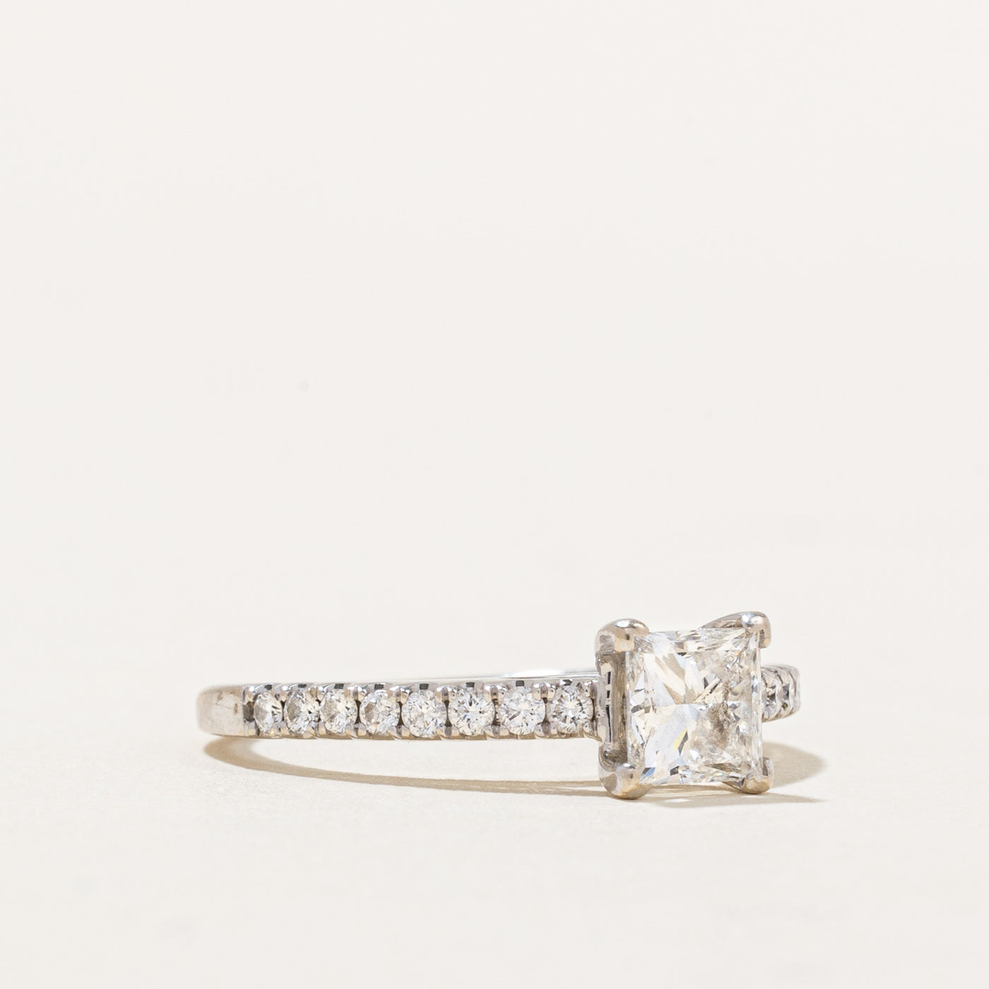 Bague de fiançailles en diamant taille princesse certifiée GIA | 0,92 ct SI1 H | Taille 5,5 | 