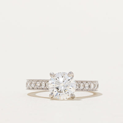GIA Diamond Platinum Engagement Ring | GIA 1.20ct VVS1 F Ex | 1.44ctw | SZ 4.25 |