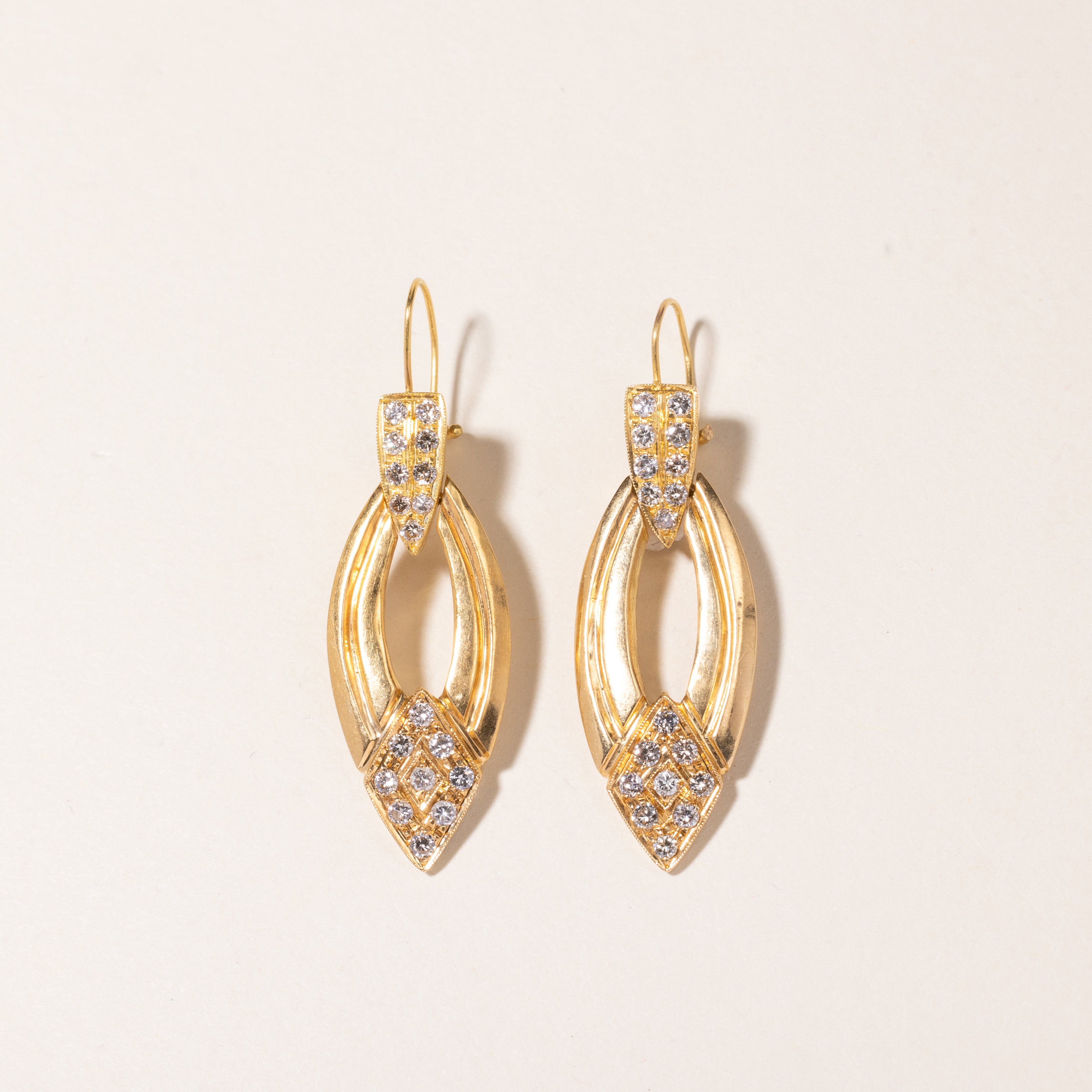 18K Yellow Gold Diamond Drop Earrings | 0.55ctw |