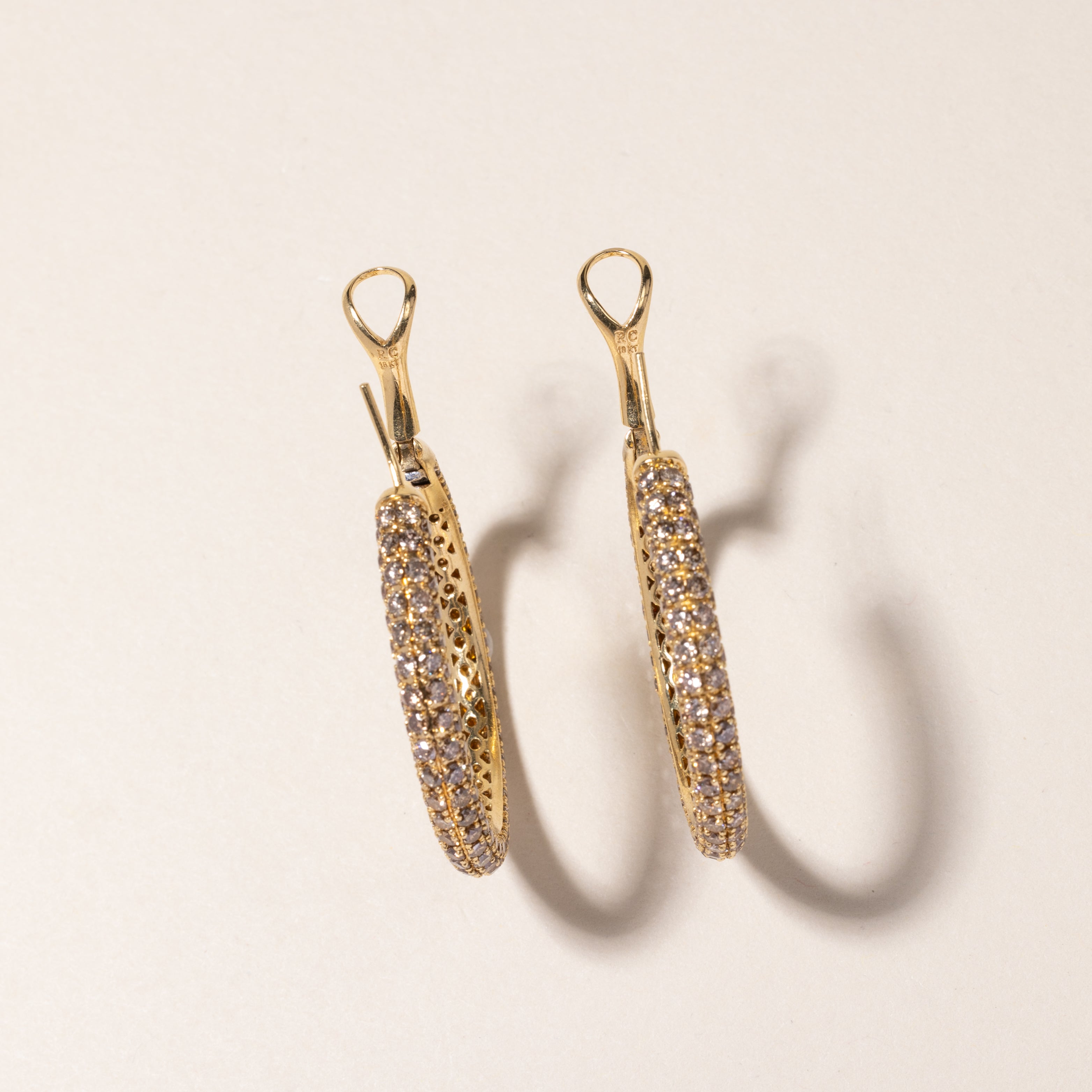 18K Yellow Gold Diamond Hoop Earrings | 5.97ctw |