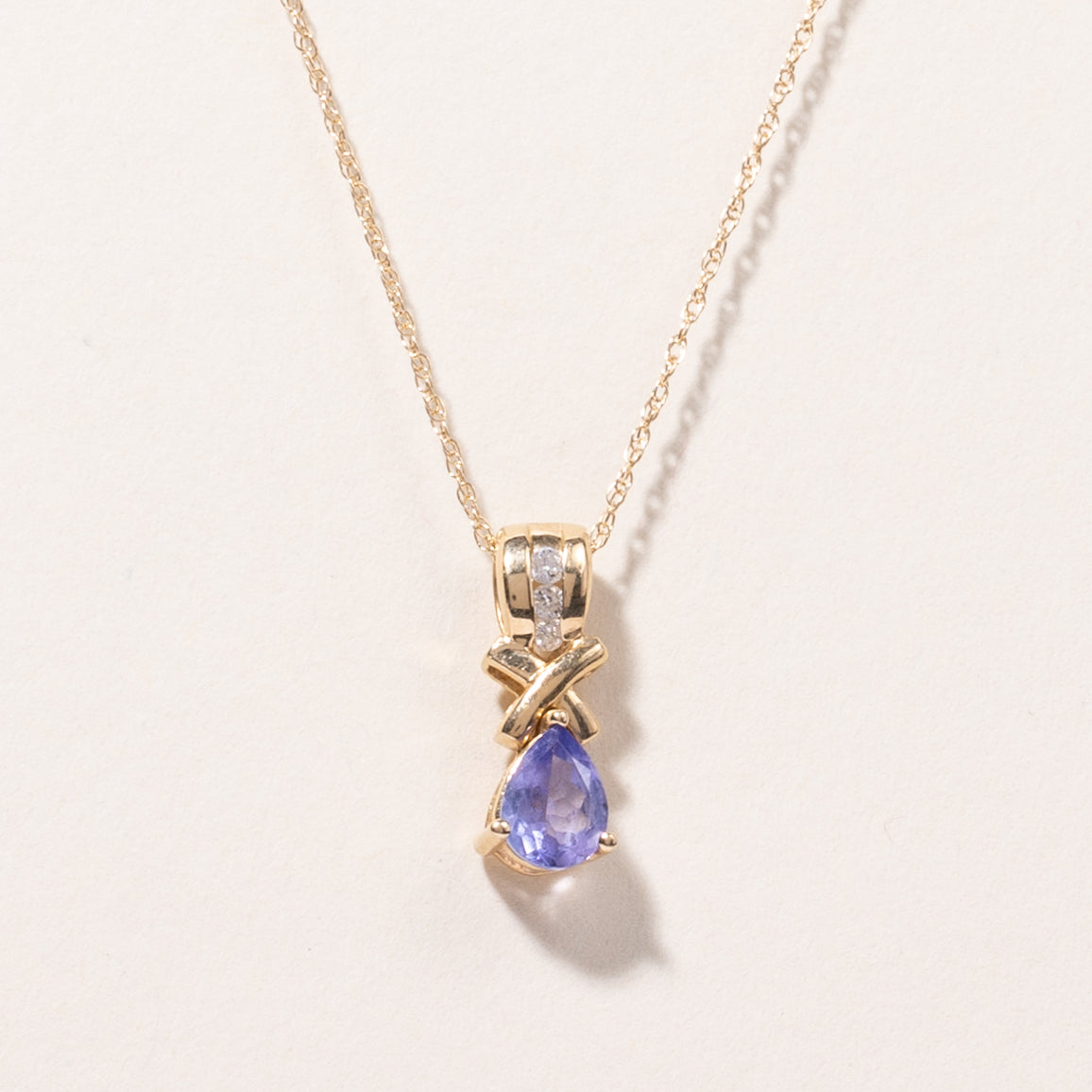 10K Yellow Gold Tanzanite & Diamond Pendant Necklace | 0.63ct, 0.06ctw | 18" |