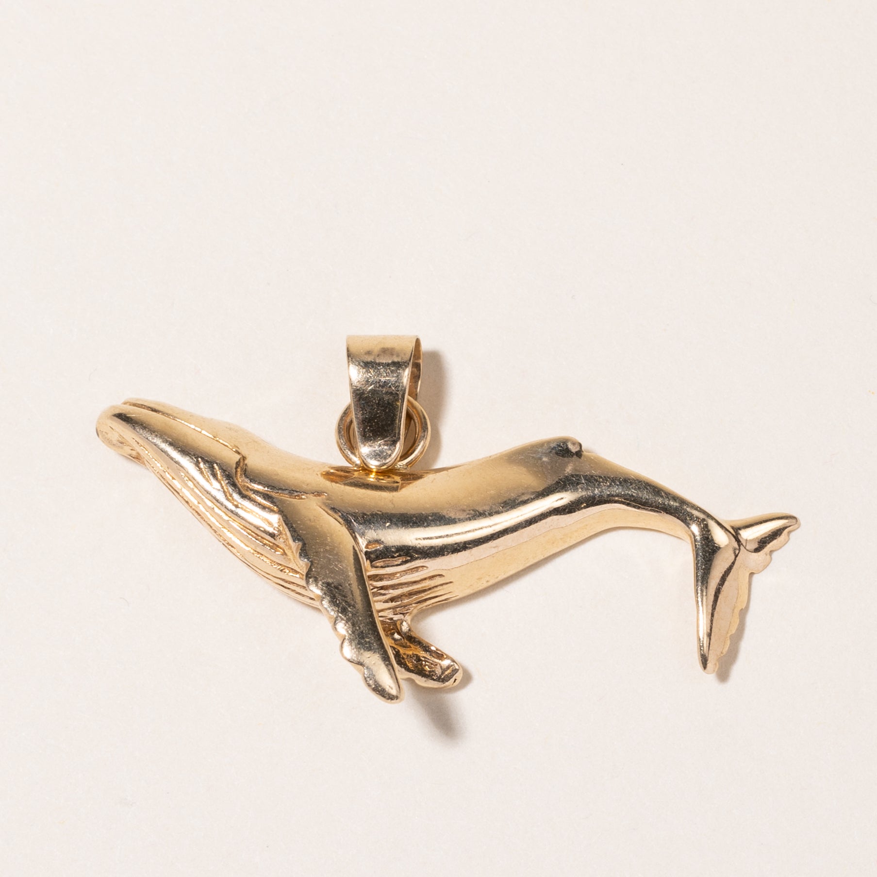 14K Yellow Gold Humpback Whale Pendant