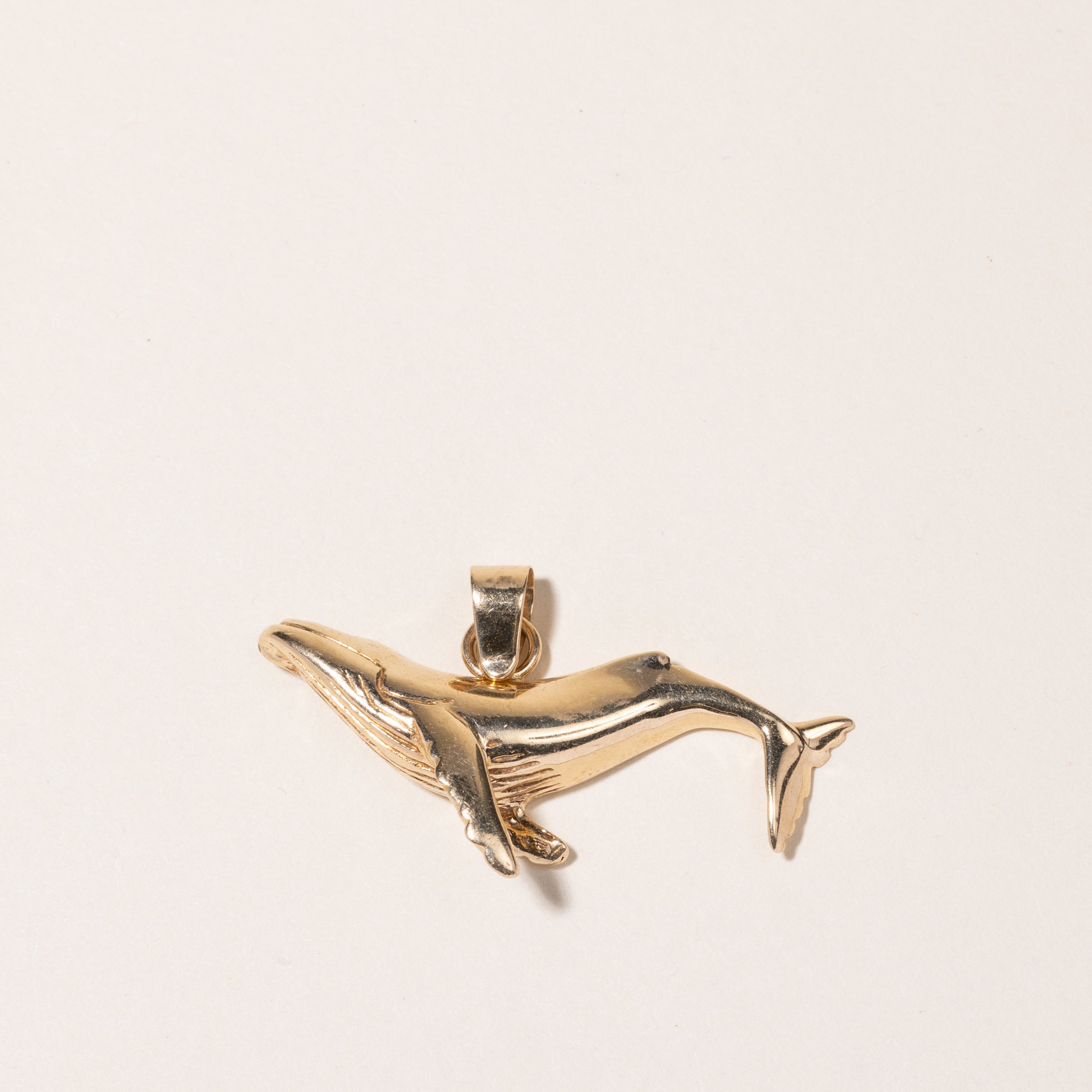 14K Yellow Gold Humpback Whale Pendant