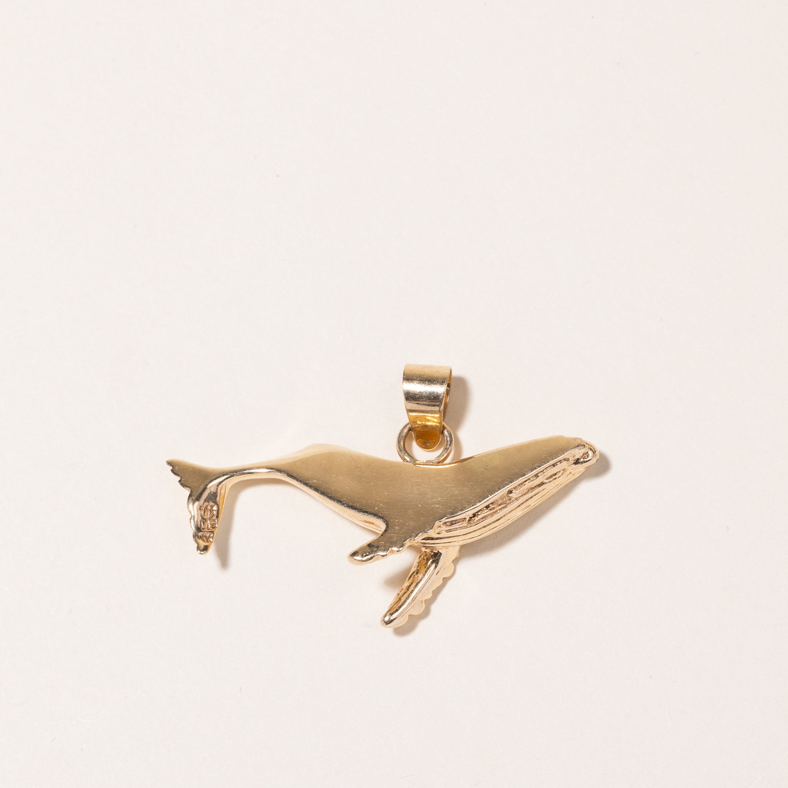 14K Yellow Gold Humpback Whale Pendant