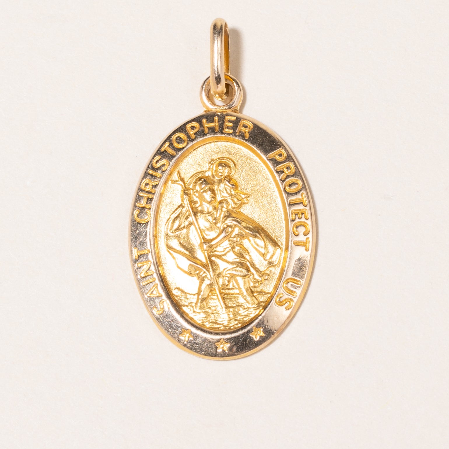Pendentif médaillon Saint Christophe en or jaune 10 carats 