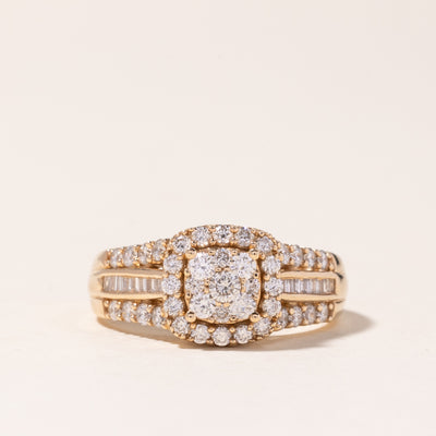 10K Yellow Gold Diamond Cluster Ring | 1.00ctw | SZ 7.25