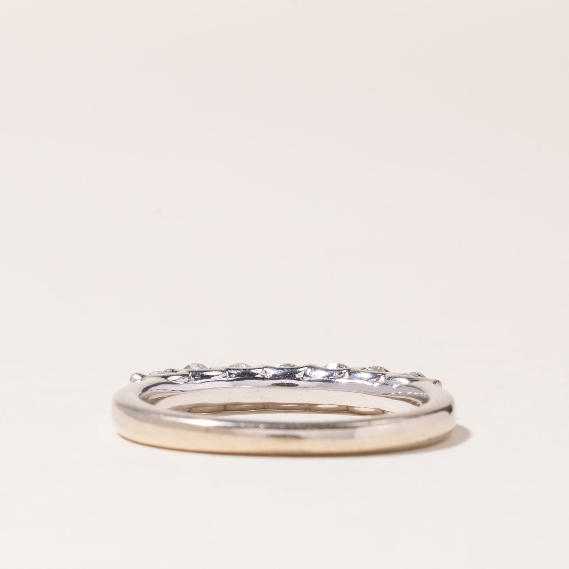 Alliance semi-éternité en or blanc 14 carats sertie de diamants | 0,50 ct au total | Taille 6,25 | 