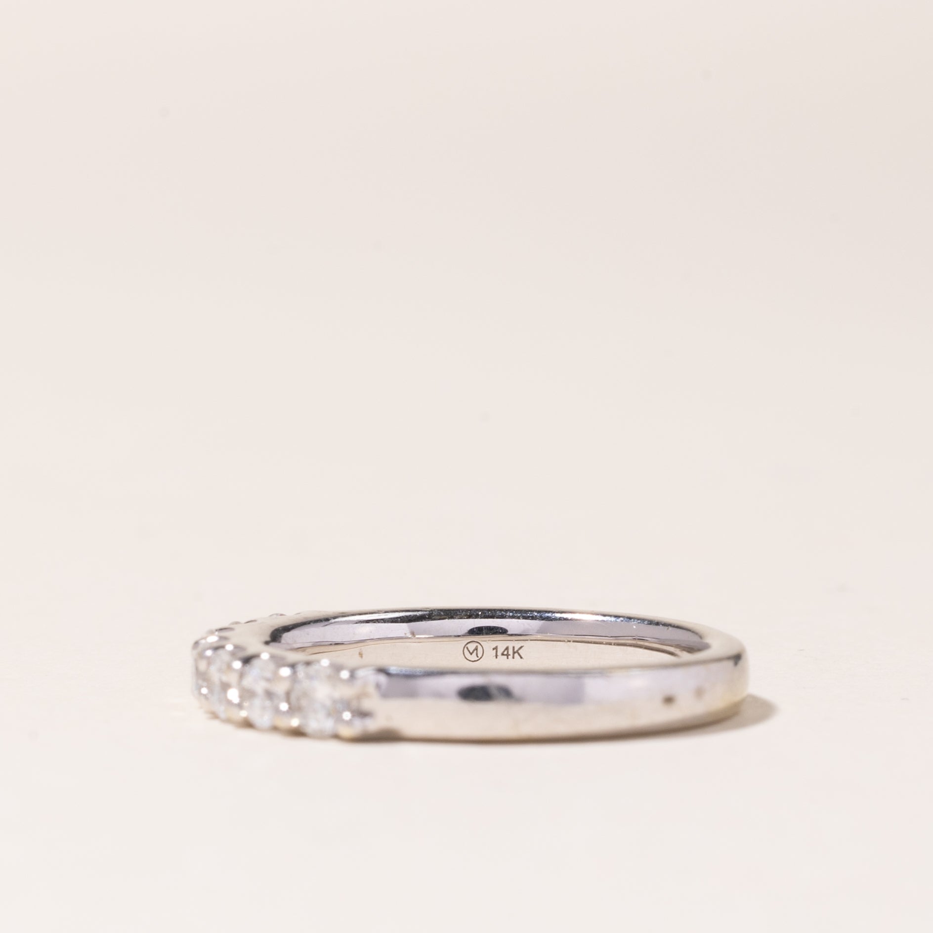 14K White Gold Semi Eternity Diamond Band | 0.39ctw | SZ 5.25 |