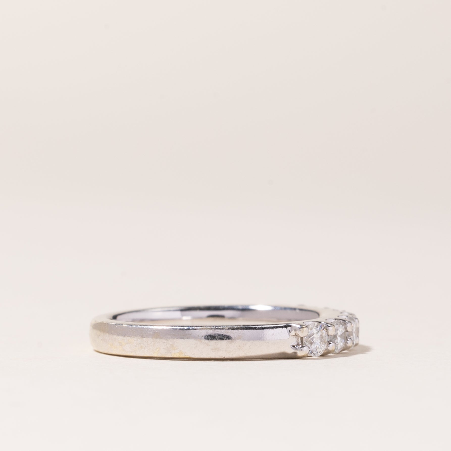 14K White Gold Semi Eternity Diamond Band | 0.39ctw | SZ 5.25 |