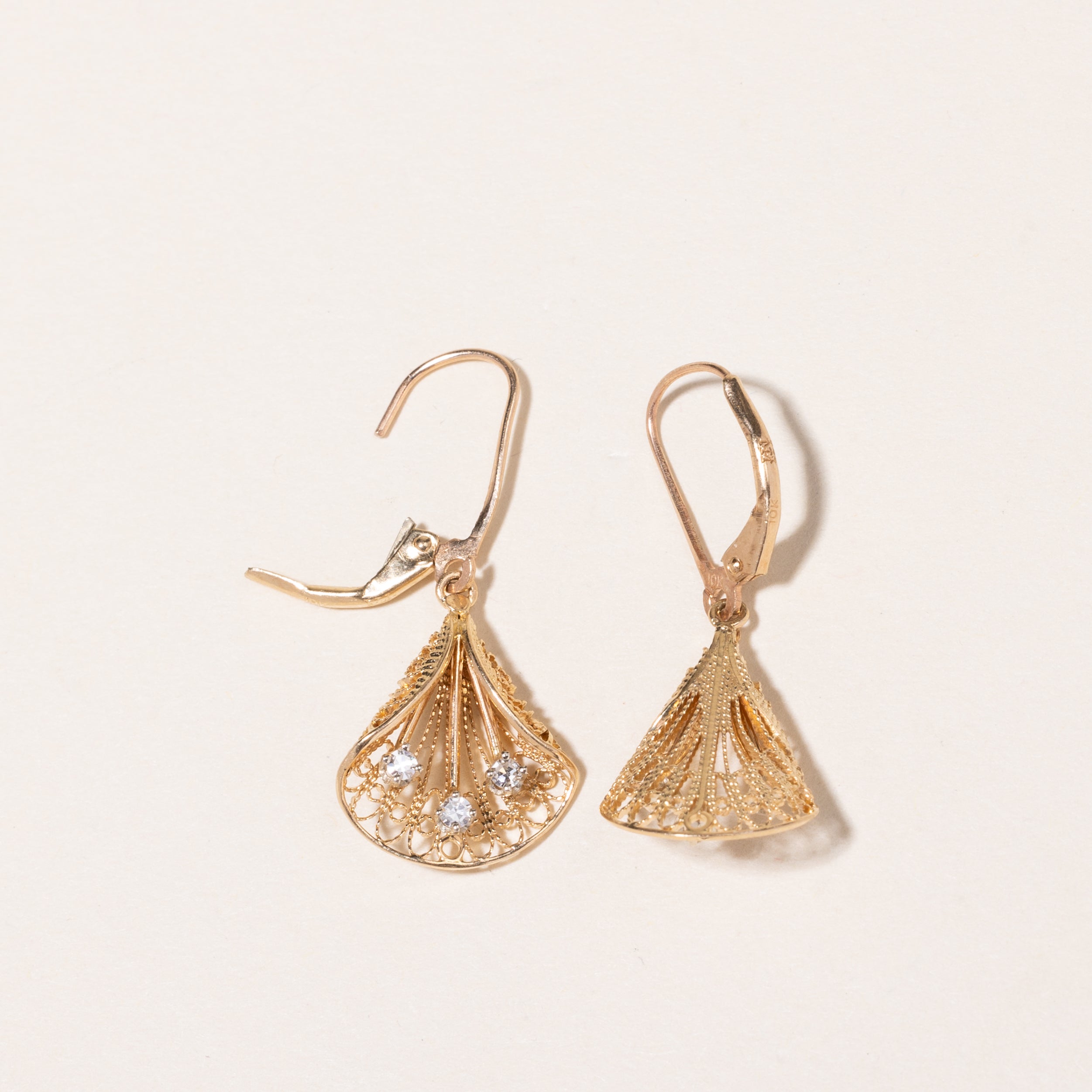 10K Yellow Gold Diamond Drop Earrings | 0.15ctw |