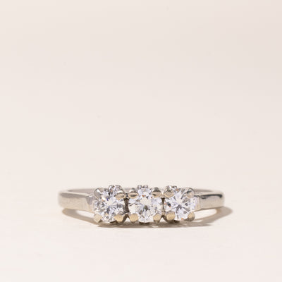 18K White Gold Three Stone Diamond Ring | 0.57ctw | SZ 7.5 |