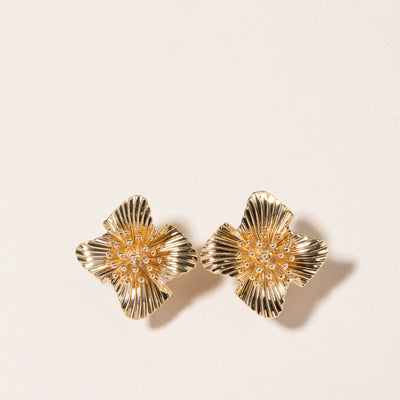 14K Yellow Gold Floral Earrings