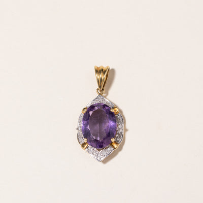 18K Yellow Gold Amethyst & Diamond Pendant | 6.04ct, 0.21ctw |