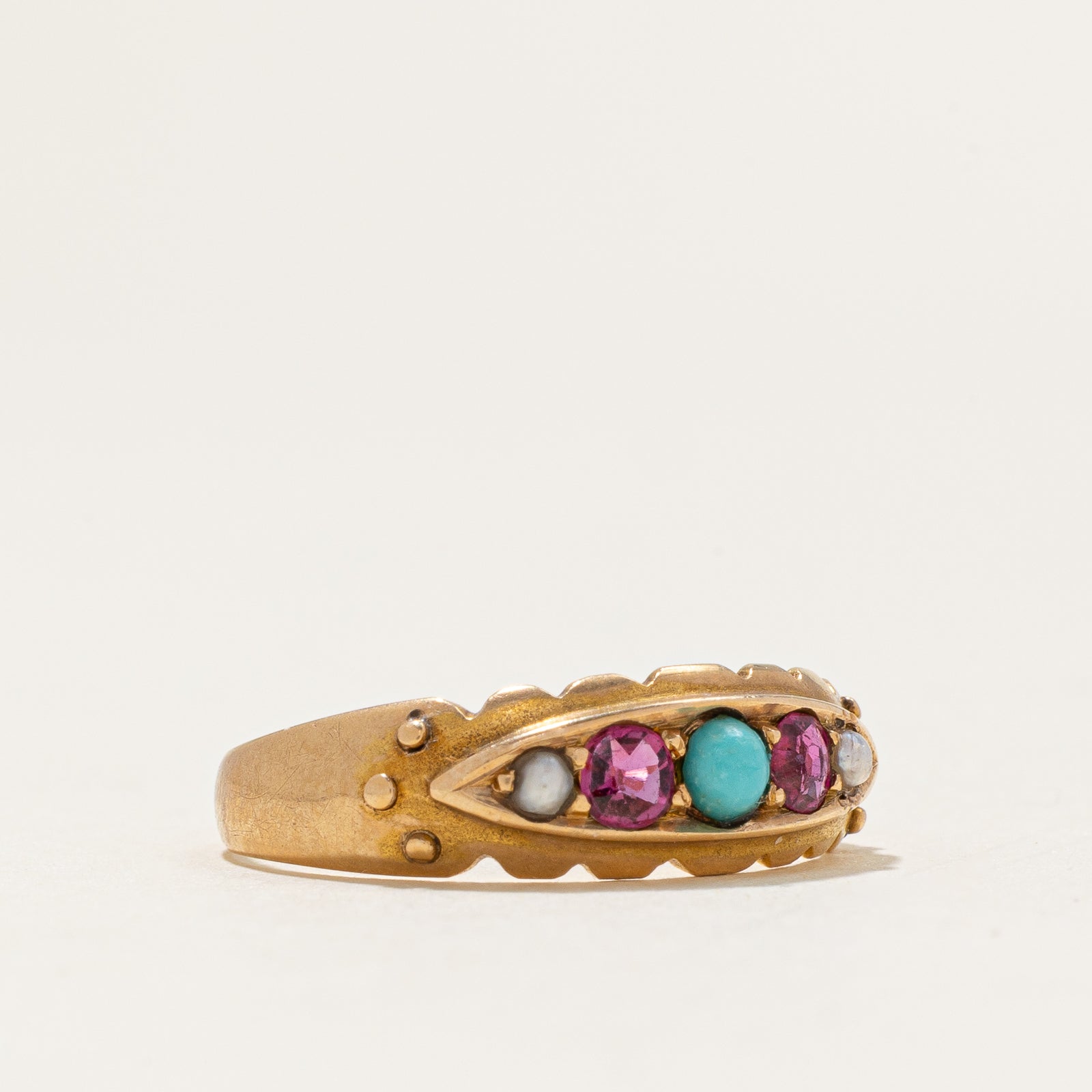 Bague victorienne multi-pierres de Birmingham de 1892 | 0,20 ct au total, 0,10 ct, 2 mm | Taille 5,75 |