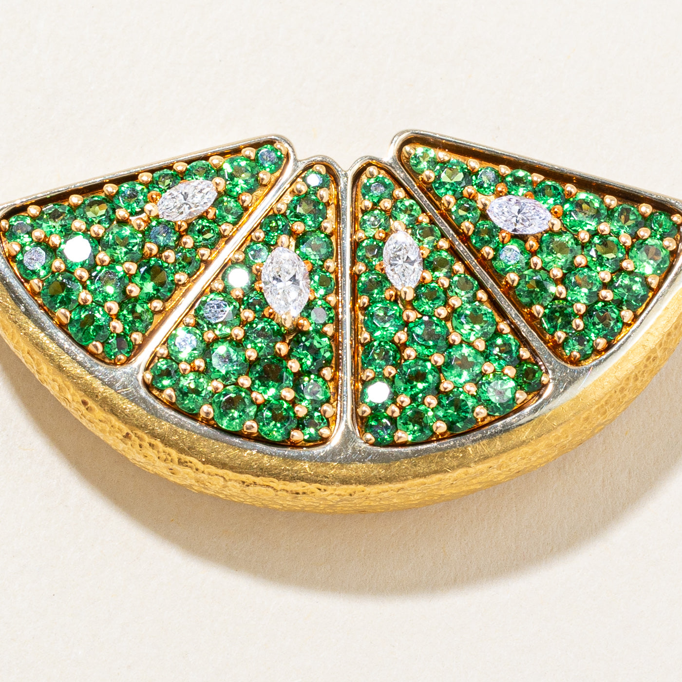 'Mark Patterson' Diamond & Tsavorite Lime Brooch | 2.90ctw, 0.25ctw |