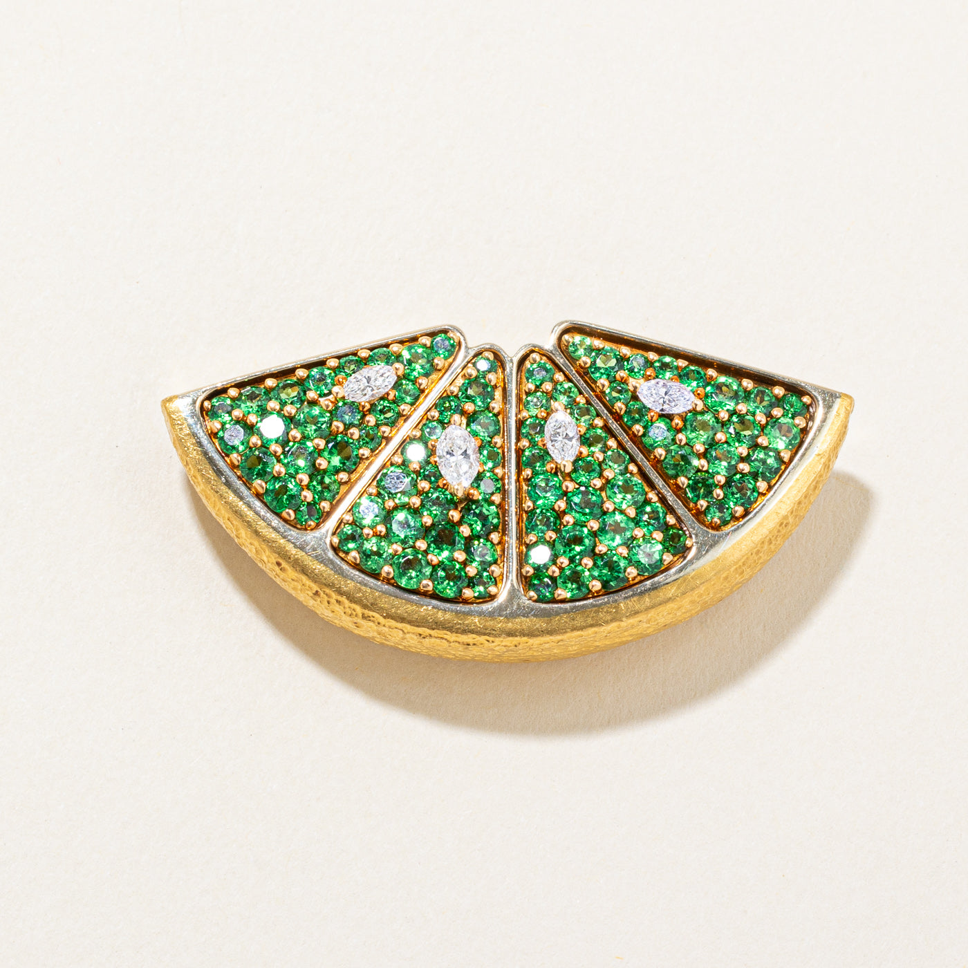 'Mark Patterson' Diamond & Tsavorite Lime Brooch | 2.90ctw, 0.25ctw |