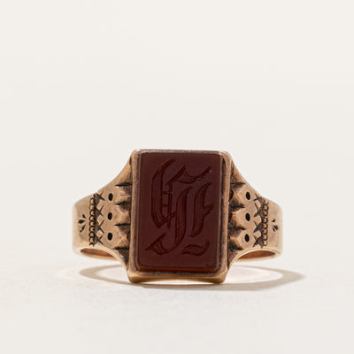 Engraved Carnelian Ring | 1.00ct | SZ 3.75 |