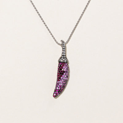 Ruby, Pink Sapphire & Diamond Pepper Pendant & Necklace | 3.00ctw, 0.45ctw | 17