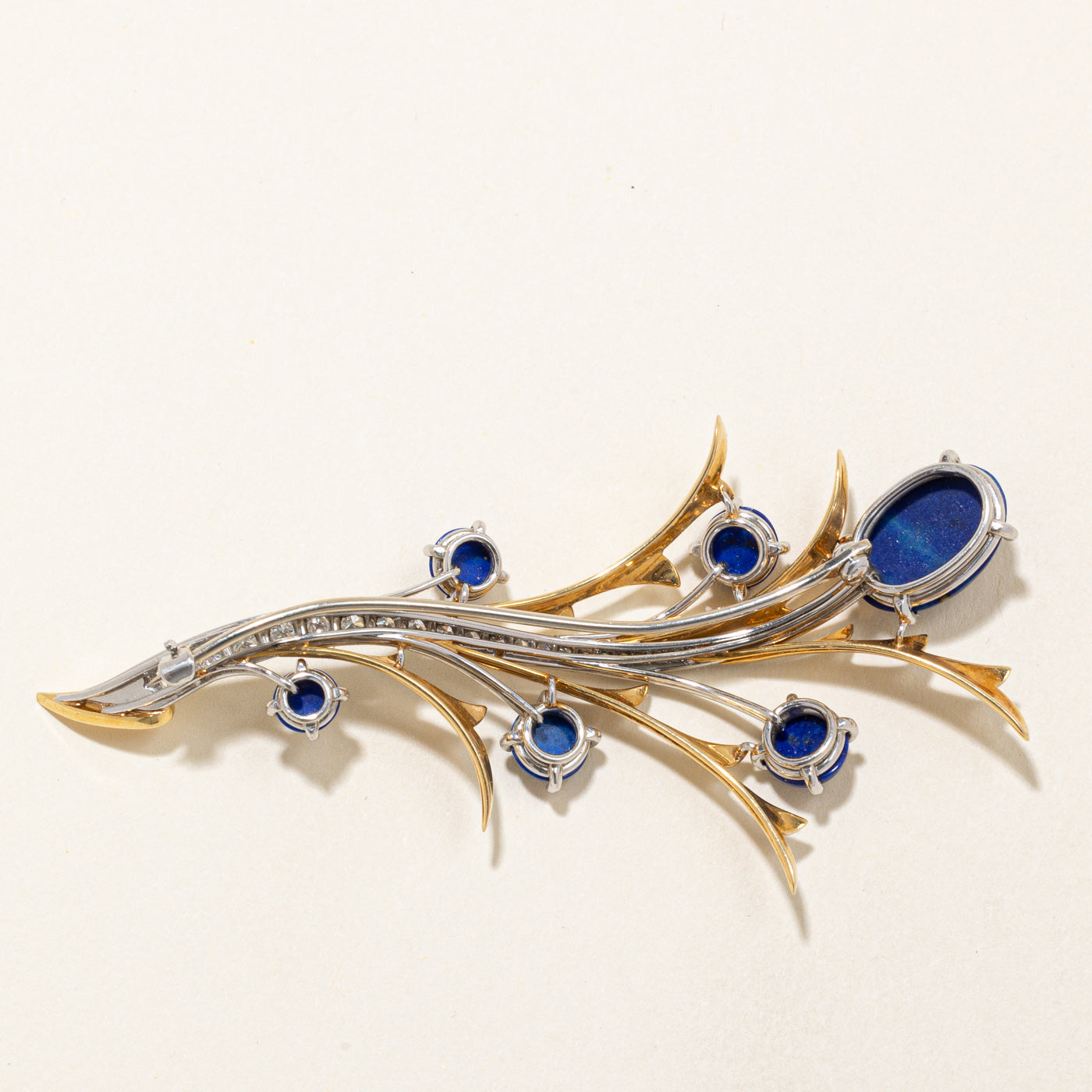 Lapis & Diamond Brooch | 10.00ctw, 0.59ctw |