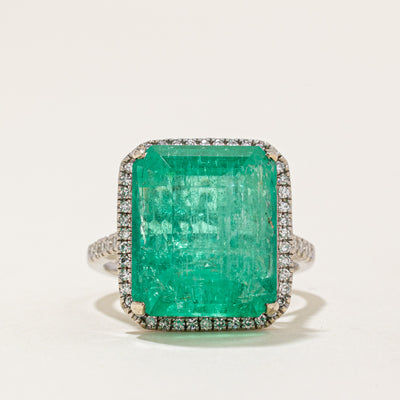 'Effy' Emerald & Diamond Halo Cocktail Ring | 12.67ct, 0.30ctw | SZ 6 |