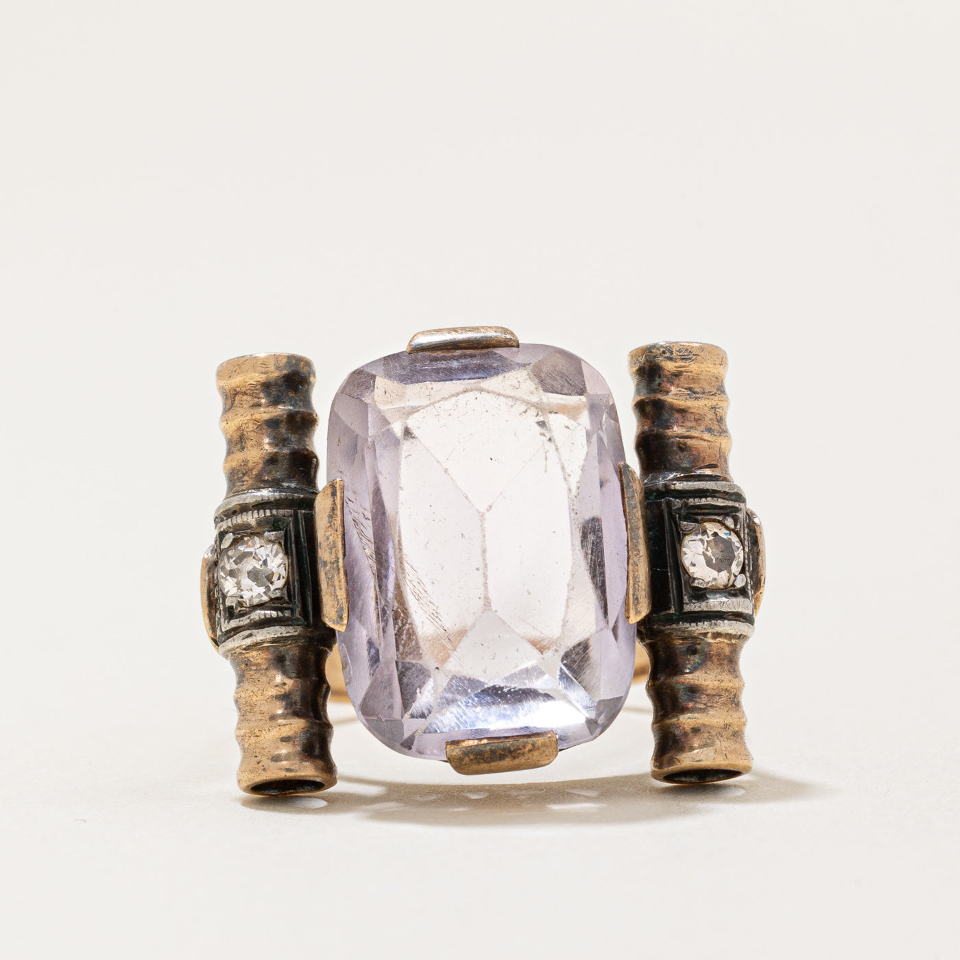 Bague cocktail vintage en améthyste et diamants | 7,25 ct, 0,14 ct au total | Taille 5,25 | 