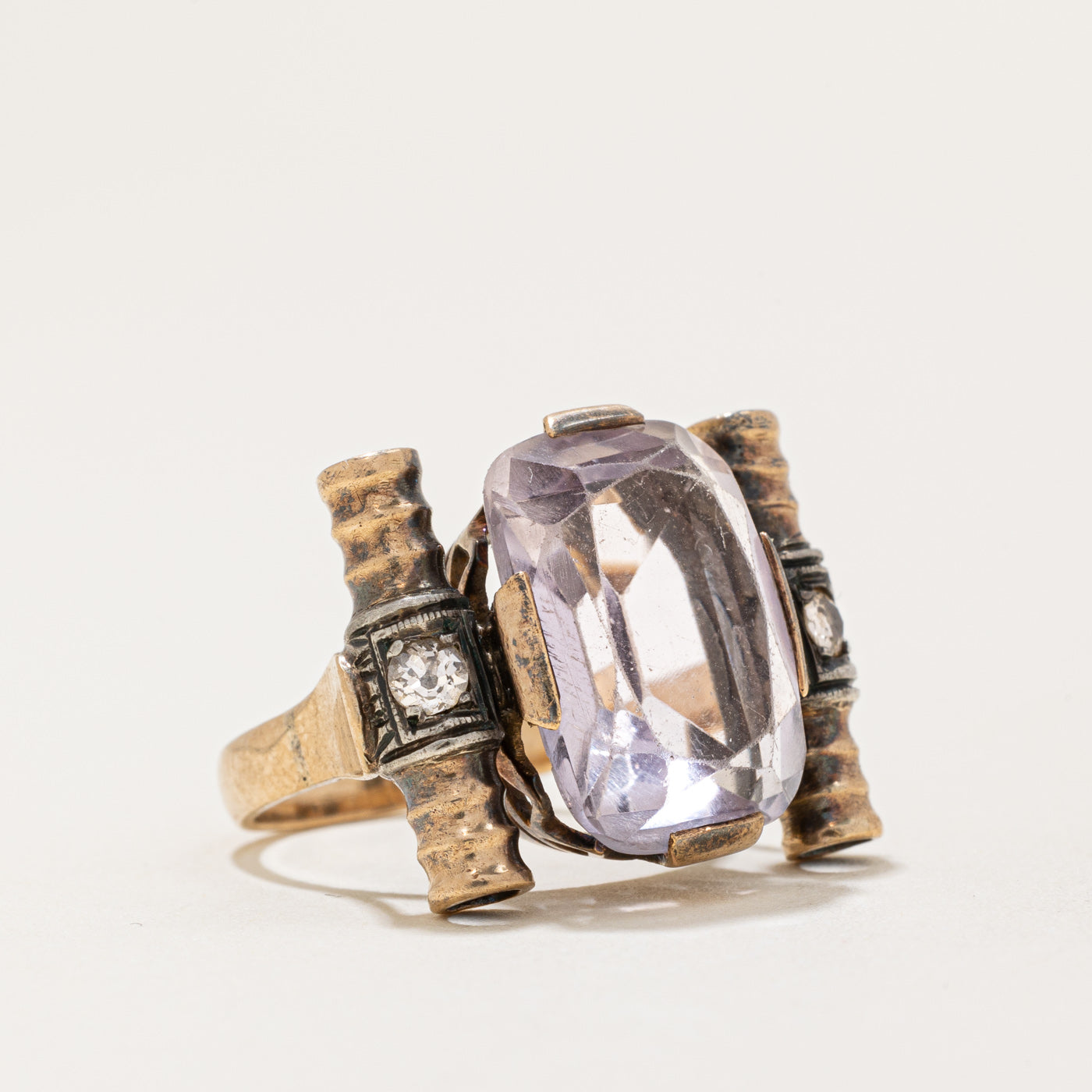 Bague cocktail vintage en améthyste et diamants | 7,25 ct, 0,14 ct au total | Taille 5,25 | 