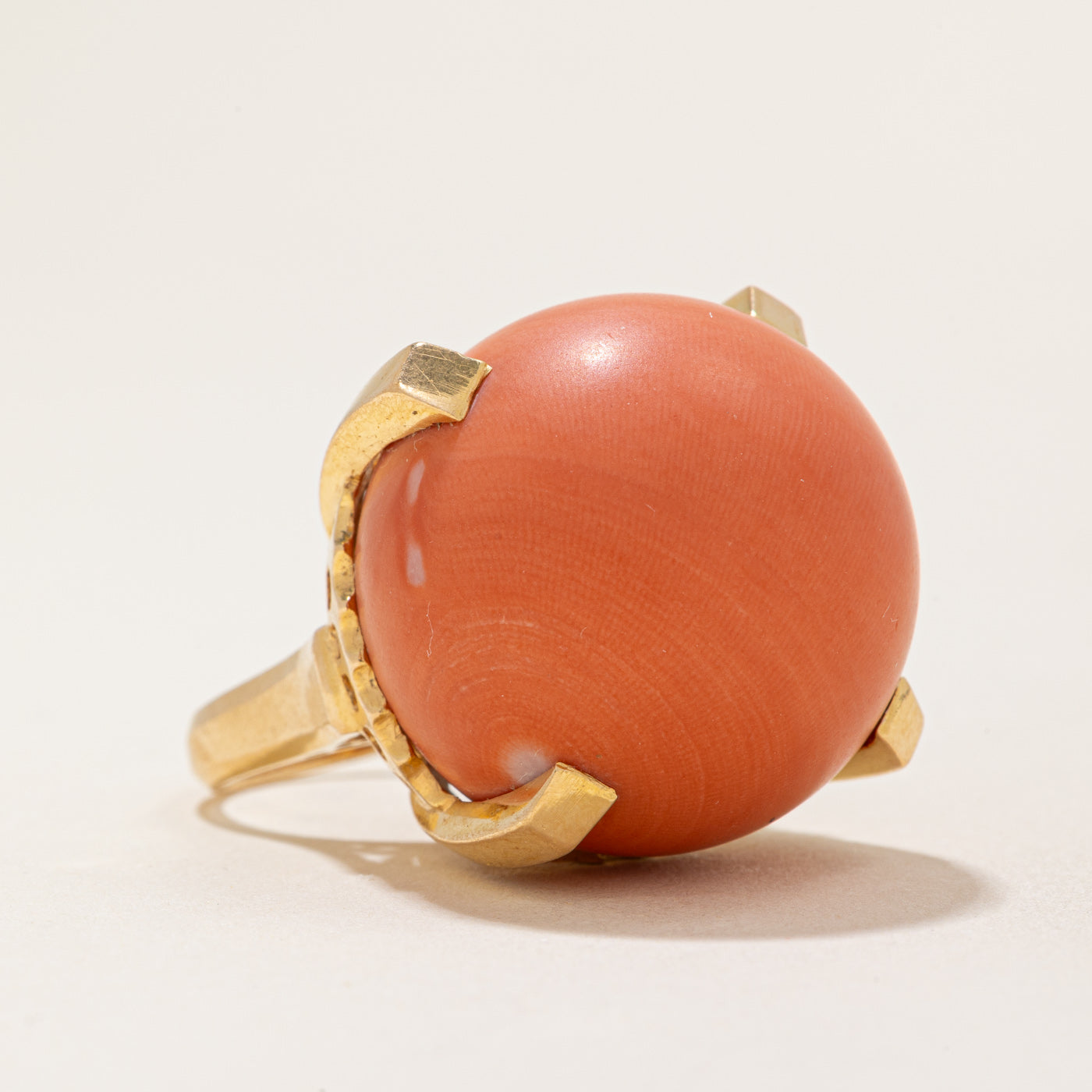 Retro Coral Sphere Cocktail Ring | 73.00ct | SZ 5.5 |