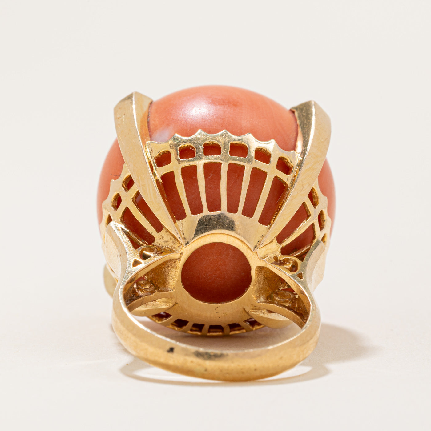 Retro Coral Sphere Cocktail Ring | 73.00ct | SZ 5.5 |