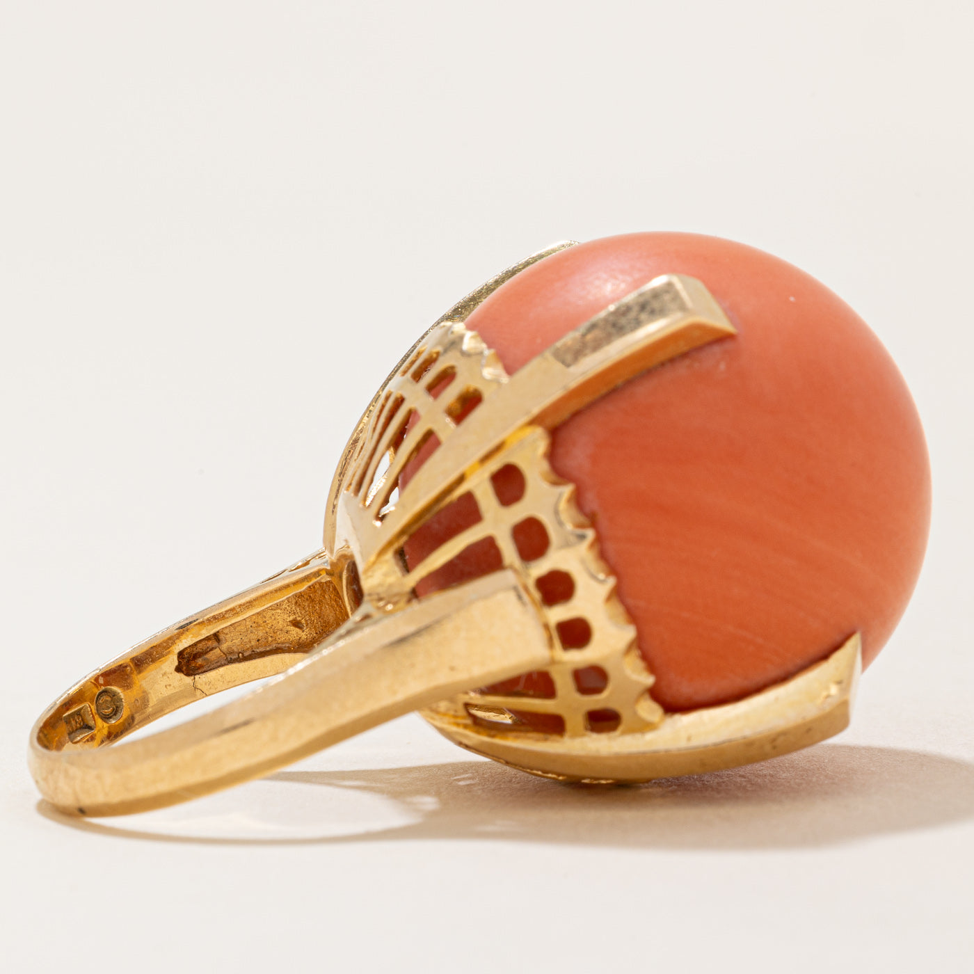 Retro Coral Sphere Cocktail Ring | 73.00ct | SZ 5.5 |