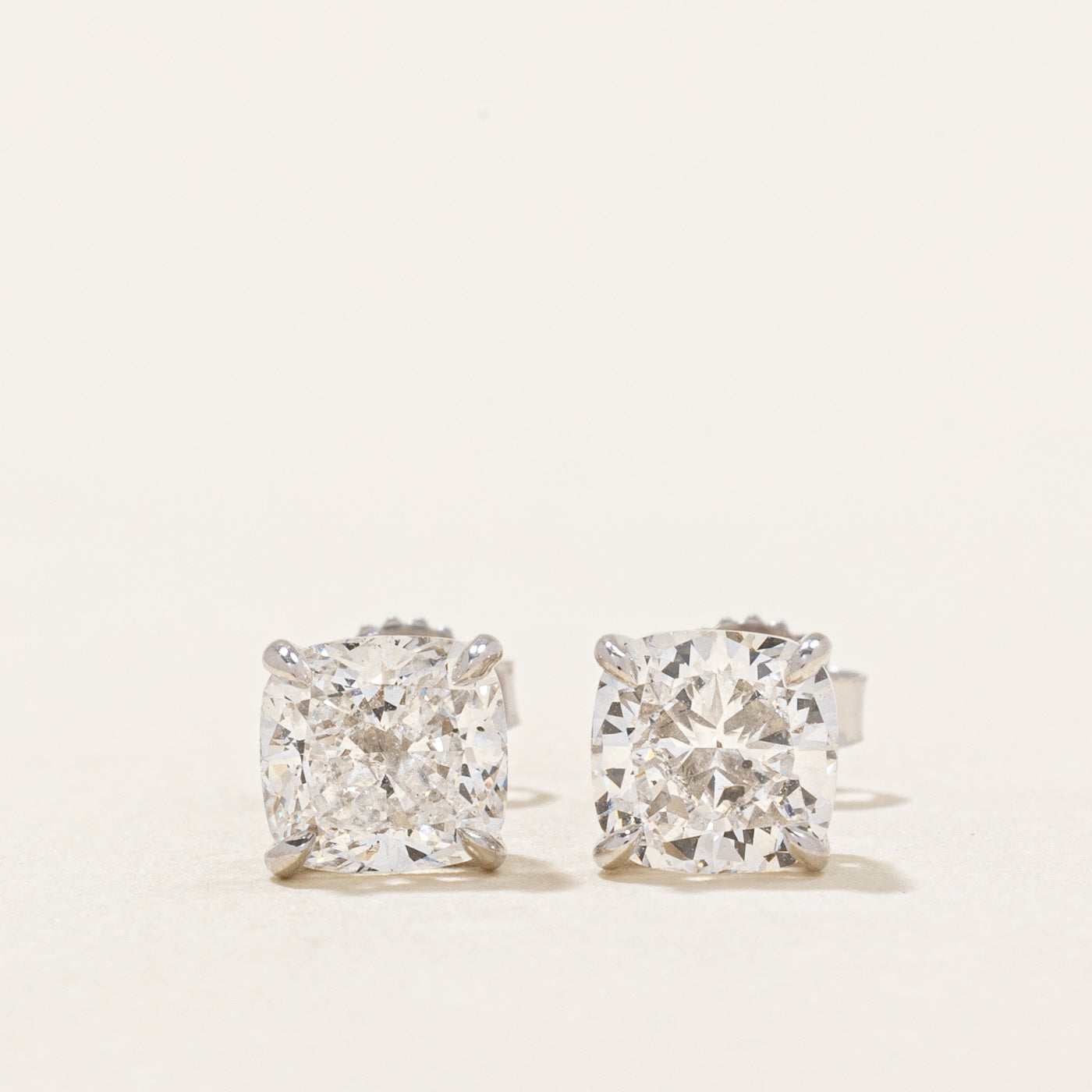 GIA Certified Cushion Cut Diamond Stud Earrings | 2.03ctw SI2 D |