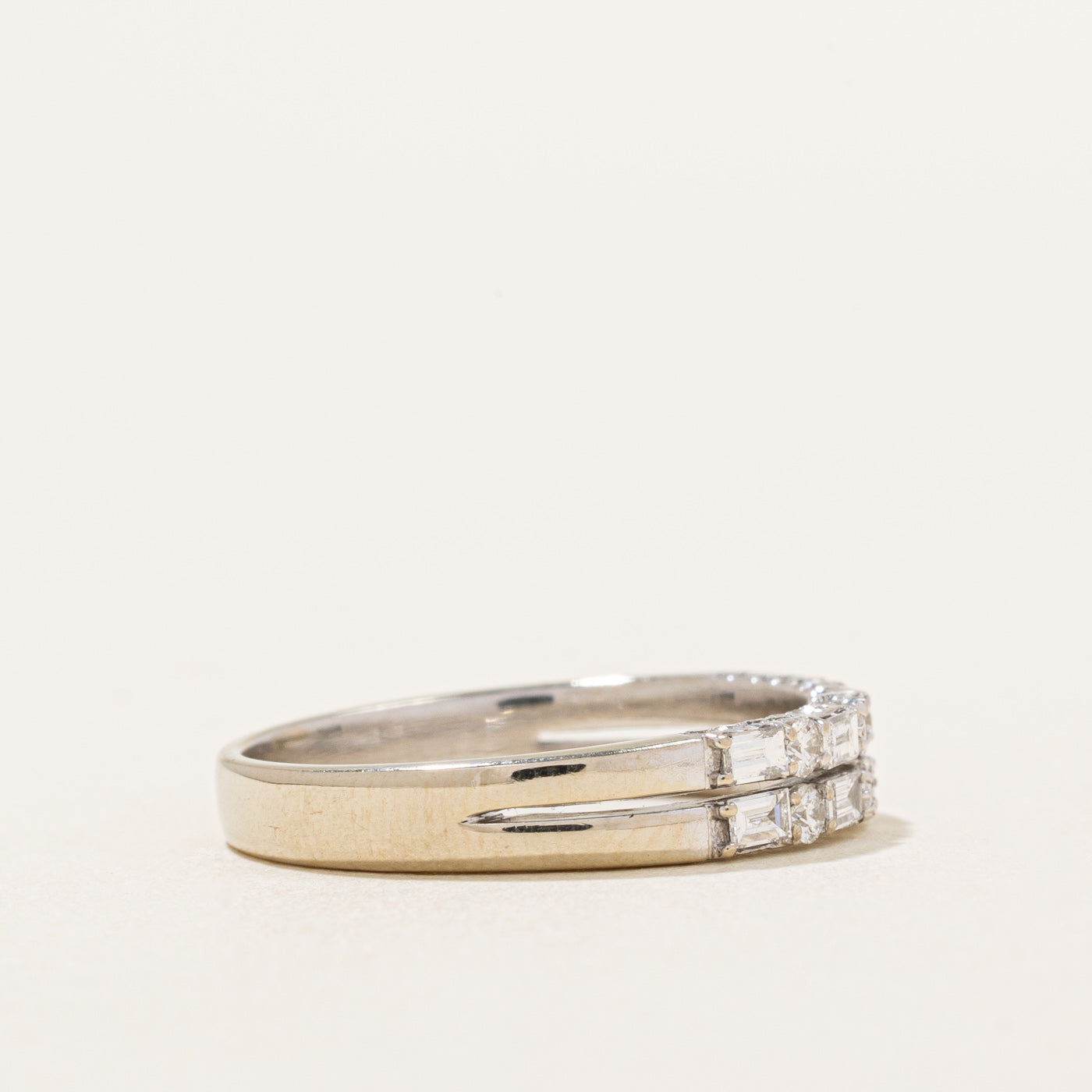 Bague double rangée de diamants taille multiple | 0,54 ct au total | Taille 7,25 |