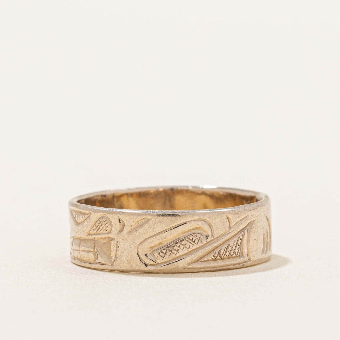 14k White Gold Indigenous Art Ring | SZ 6 |