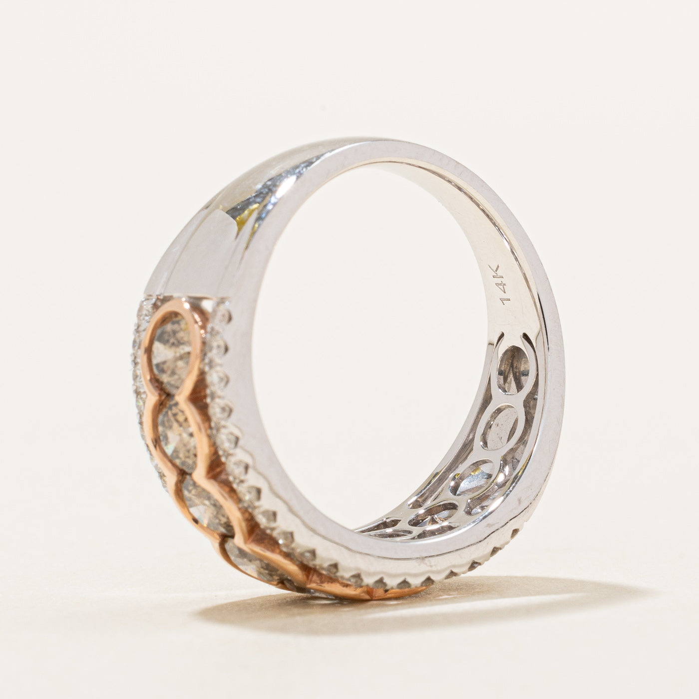 Champagne & White Diamond Ring | 1.40ctw, 0.26ctw | SZ 6.5 |