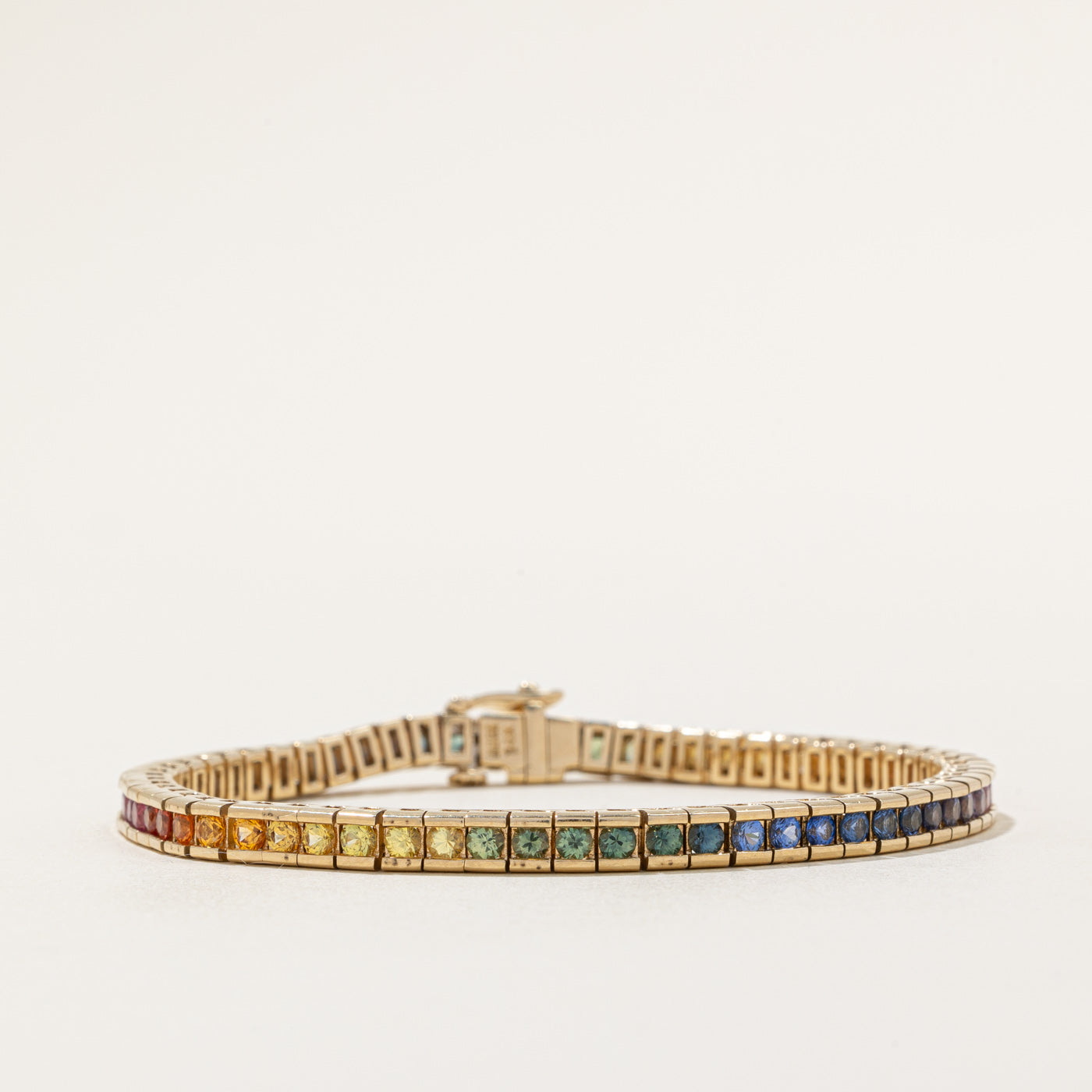 Bracelet de tennis en saphir arc-en-ciel | 5,00 ct | 17,8 cm | 