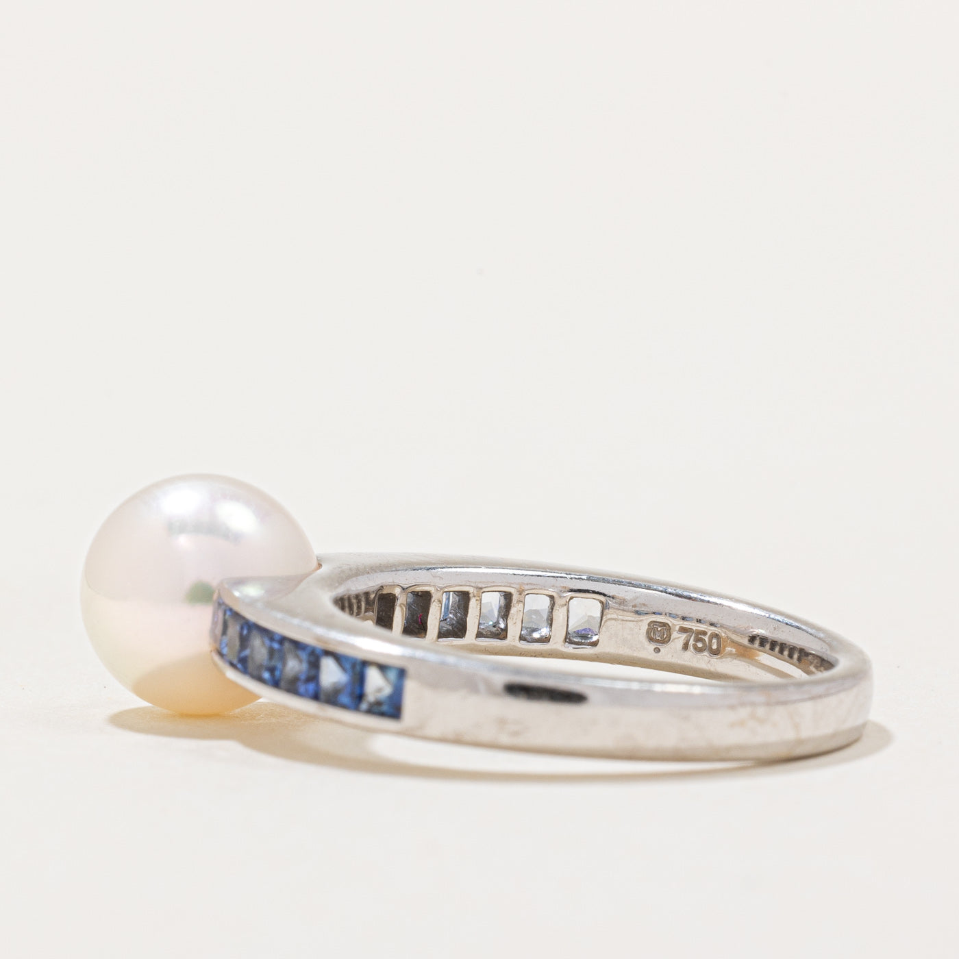 'Mikimoto' Pearl & Sapphire Ring | 0.40ctw | SZ 6.25 |