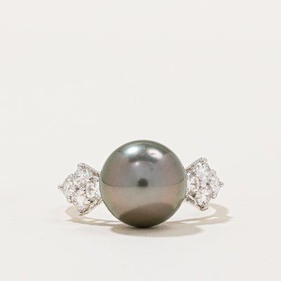 'Mikimoto' Tahitian Pearl & Diamond Cocktail Ring | 0.50ctw | SZ 6.25 |