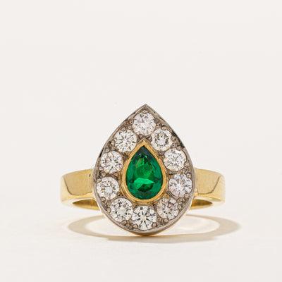 Diamond & Emerald Cocktail Ring | 0.75ctw, 0.38ct | SZ 6.5 |